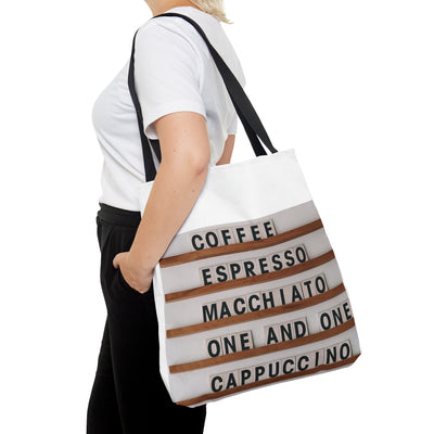 My Coffee Loves Me. Tote Bag (AOP) - Home and Galaxy