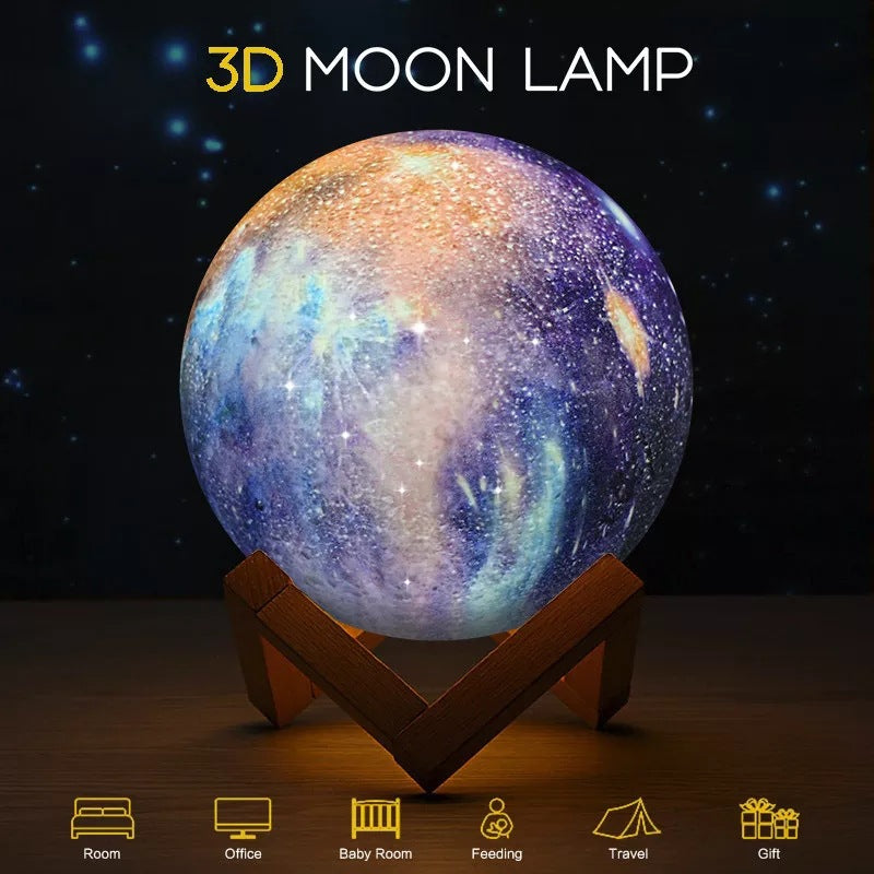 Star Galaxy Moon Lamp Remote 3D Bedroom Night Light Stand with USB LED - Home and Galaxy