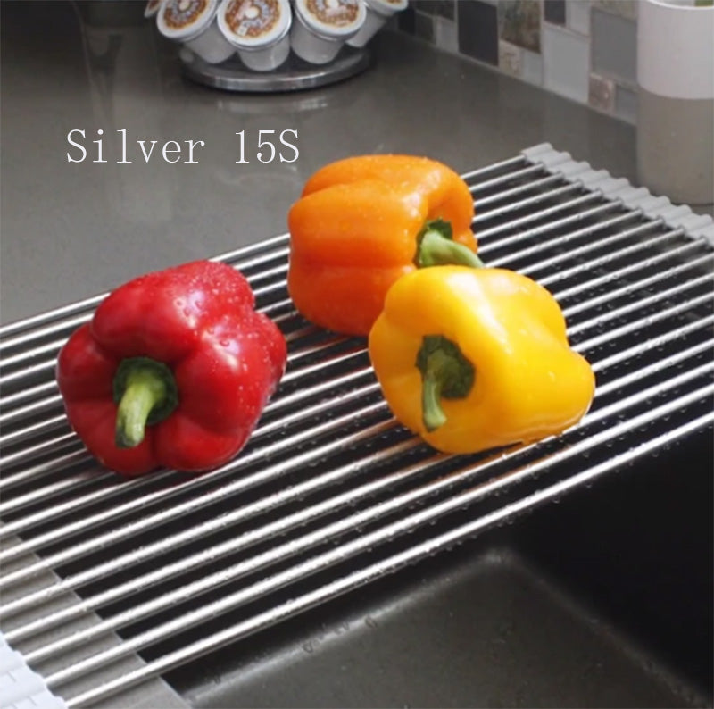 Folding Kitchen Drain Sink Rack Stainless Steel - Home and Galaxy