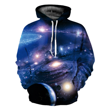 Dark Blue Drawstring Hooded Sweatshirt with Front Pocket - Home and Galaxy