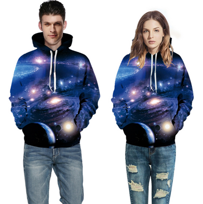 Dark Blue Drawstring Hooded Sweatshirt with Front Pocket - Home and Galaxy