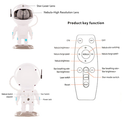 New Galaxy Projector Astronaut Starry Sky Projector Remote Control Music Laser - Home and Galaxy