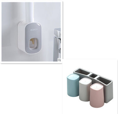 Wall Mounted Automatic Toothpaste Holder Bathroom Accessories Set Dispenser - Home and Galaxy