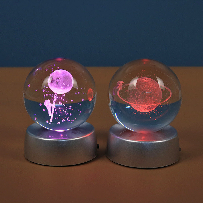 Starry Galaxy Series Crystal Ball Luminous 3D Carved Glass Inside - Home and Galaxy