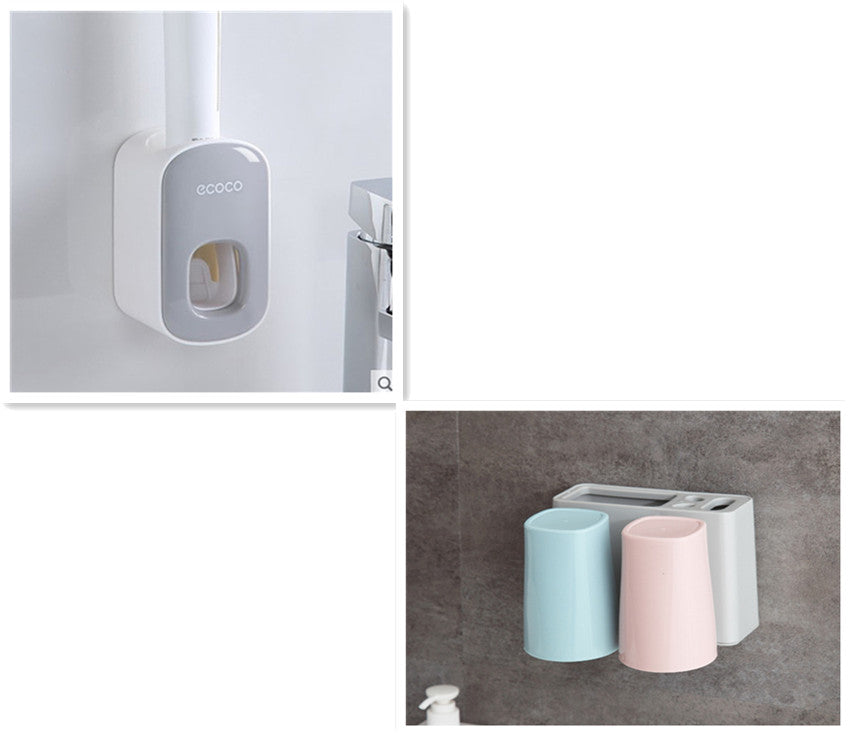 Wall Mounted Automatic Toothpaste Holder Bathroom Accessories Set Dispenser - Home and Galaxy