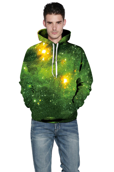 Drawstring Hooded Sweatshirt Green with Front Pocket - Home and Galaxy