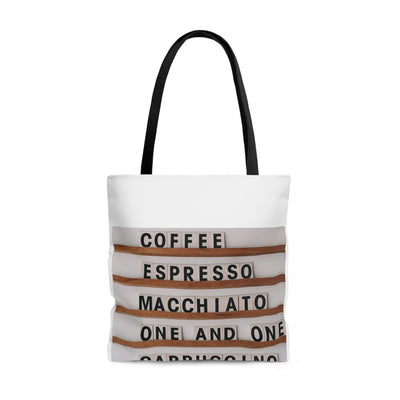 My Coffee Loves Me. Tote Bag (AOP) - Home and Galaxy