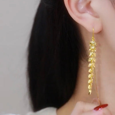 Gold Plated Fashion Design Wheat Hanging Earrings - Home and Galaxy