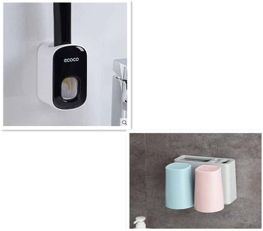 Wall Mounted Automatic Toothpaste Holder Bathroom Accessories Set Dispenser - Home and Galaxy