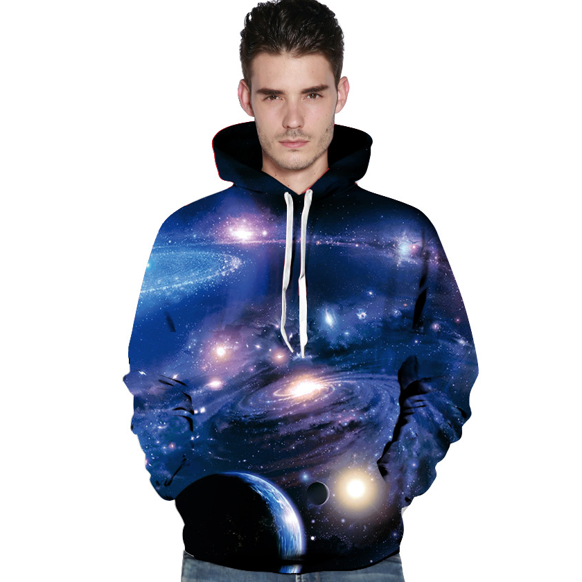 Dark Blue Drawstring Hooded Sweatshirt with Front Pocket - Home and Galaxy