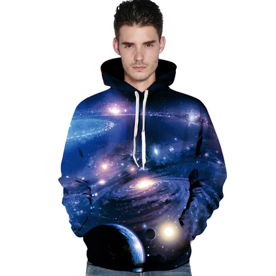 Dark Blue Drawstring Hooded Sweatshirt with Front Pocket - Home and Galaxy