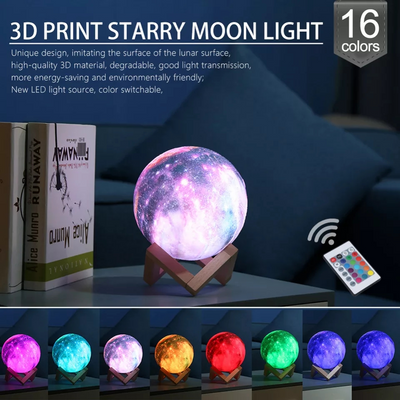 Star Galaxy Moon Lamp Remote 3D Bedroom Night Light Stand with USB LED - Home and Galaxy