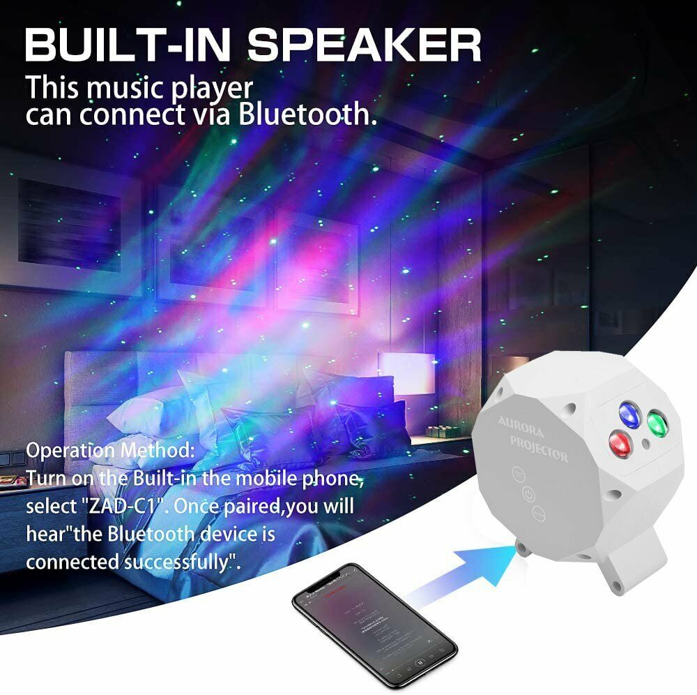 LED Aurora Galaxy Starry Sky Night Lights Star Projector Lamp Bluetooth Speaker - Home and Galaxy