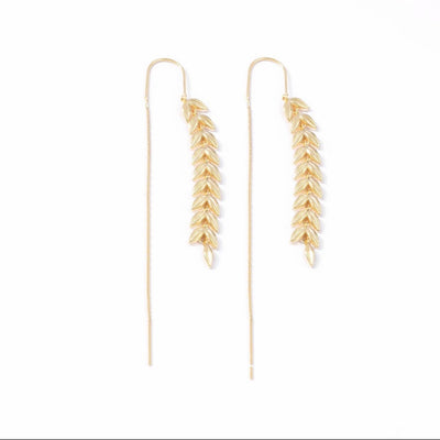 Gold Plated Fashion Design Wheat Hanging Earrings - Home and Galaxy