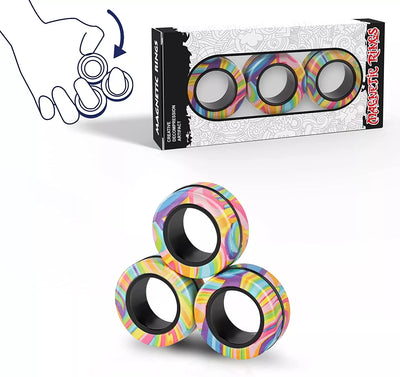 3pcs Finger Magnetic Rings Colorful Fidget Toy Set - Home and Galaxy