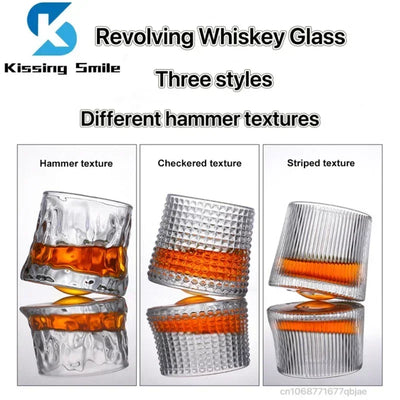 Creative Whiskey Glasses Durable Spinning Glassware Cocktails Wine Brandy Cup Water Juice Tea Mug Party Drinking Glass Tumbler - Home and Galaxy