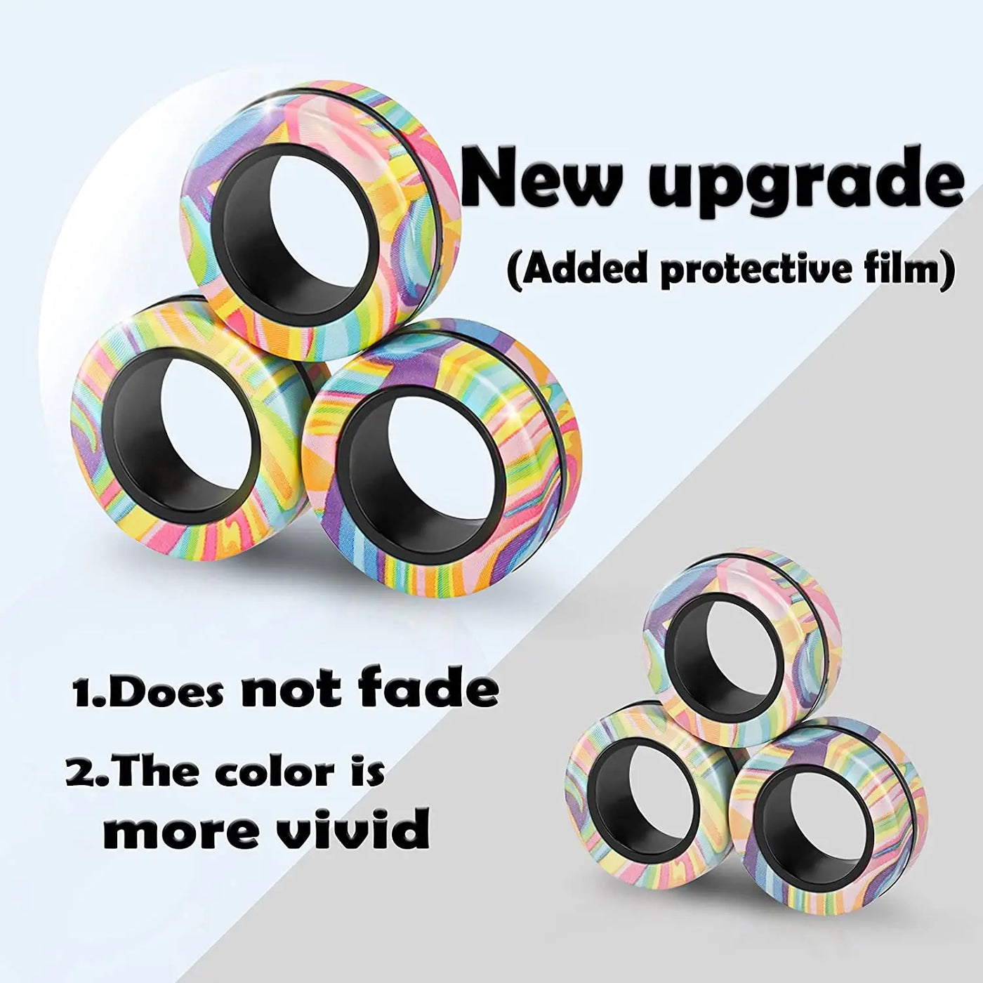 3pcs Finger Magnetic Rings Colorful Fidget Toy Set - Home and Galaxy