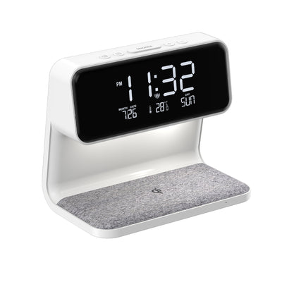 3 In 1 Bedside Lamp / LCD Screen Alarm Clock  Wireless Phone Charger - Home and Galaxy