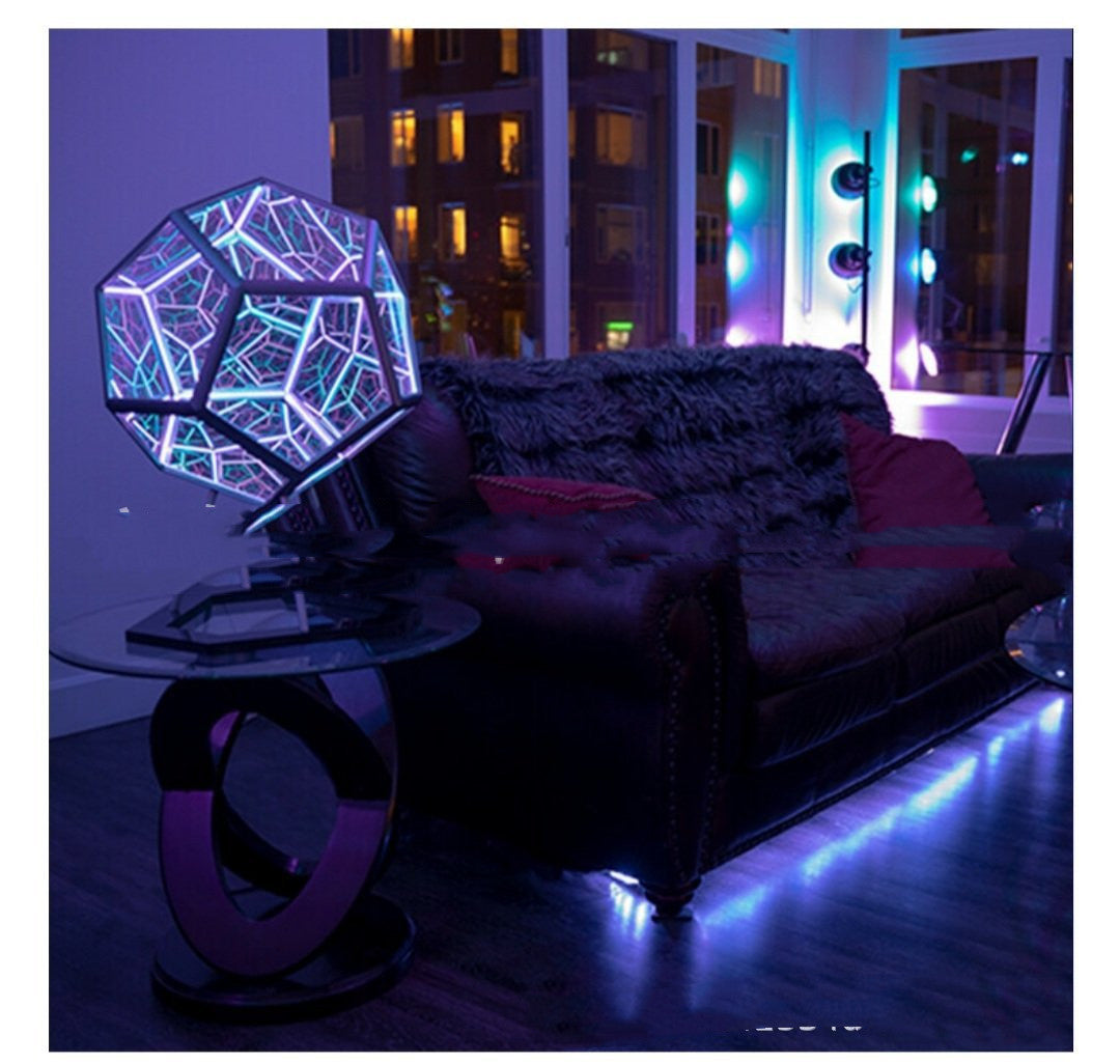 Night Light Creative And Cool Infinite Dodecahedron Color Art Light Led Luminaria Galaxy Projector Table Lamp - Home and Galaxy
